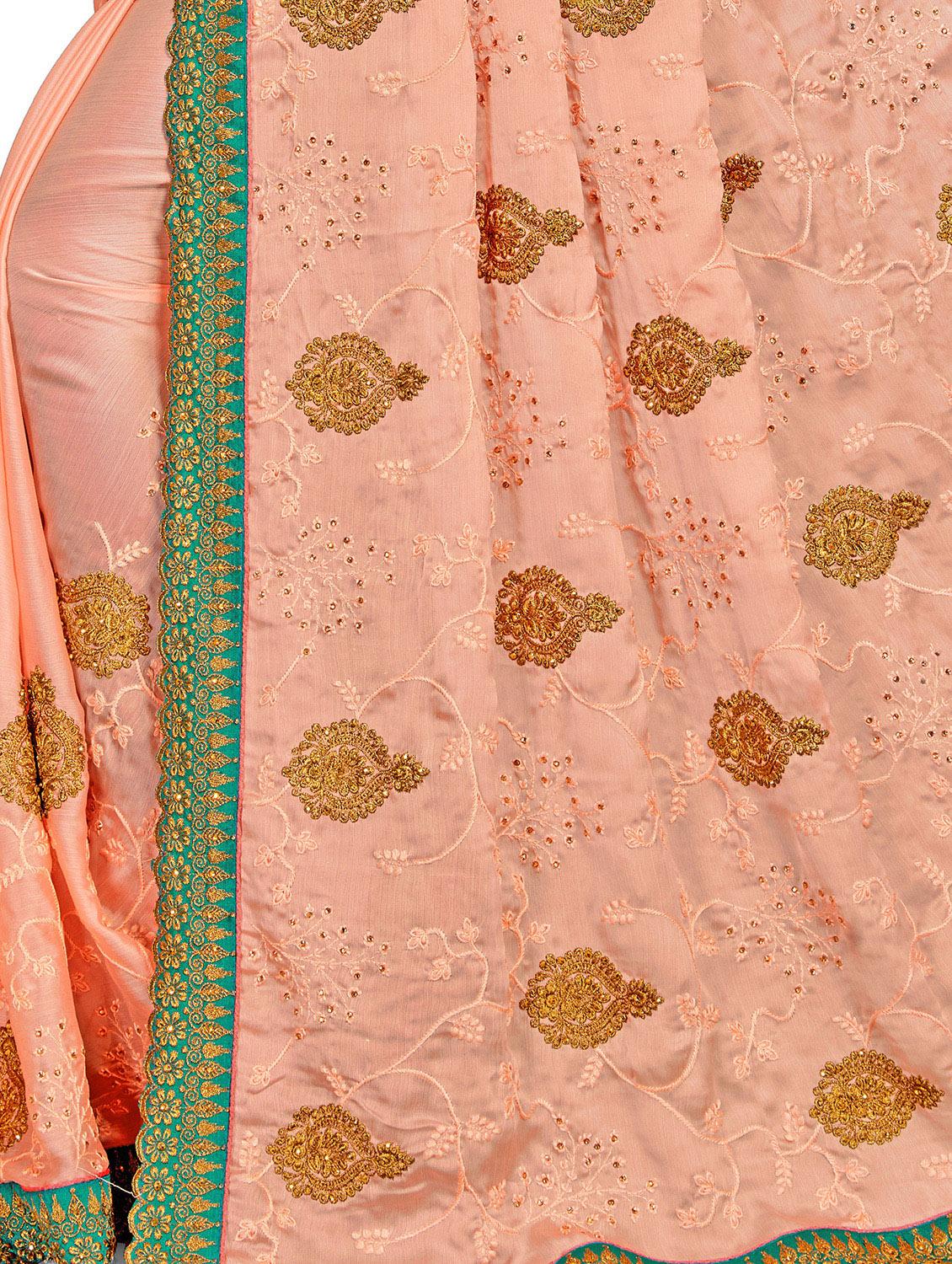 women's embroidered saree with blouse - 20306386 - Standard Image - 3