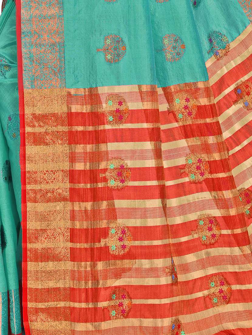 women's self design sea green colored saree with blouse - 20306454 - Standard Image - 3