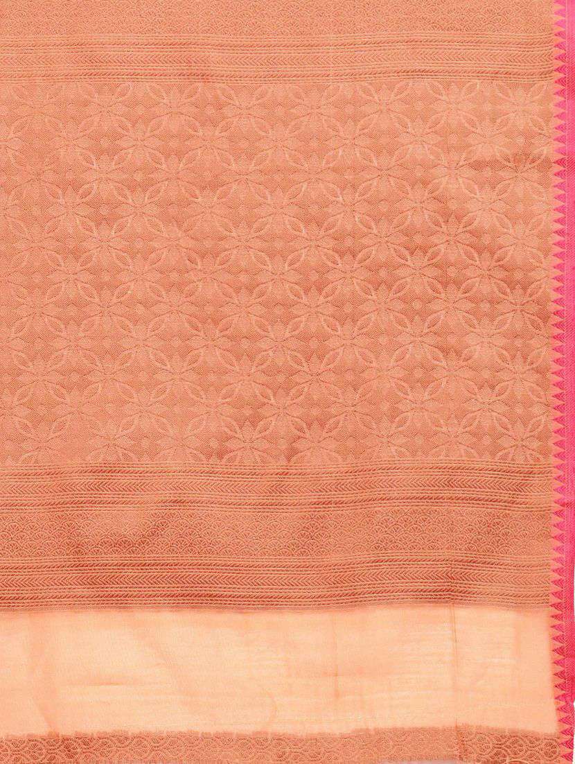 women's self design peach colored saree with blouse - 20306589 - Standard Image - 3