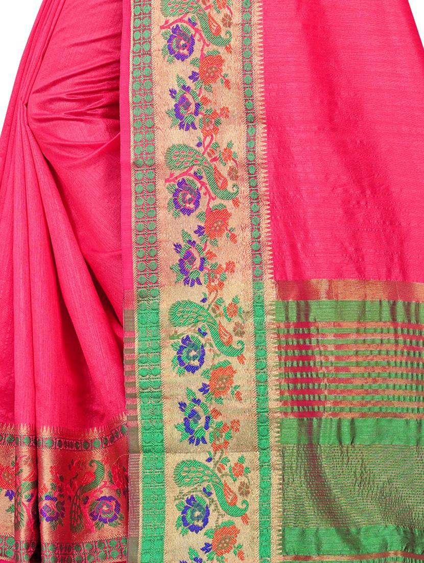 pink colored bordered saree with blouse - 20306596 - Standard Image - 3