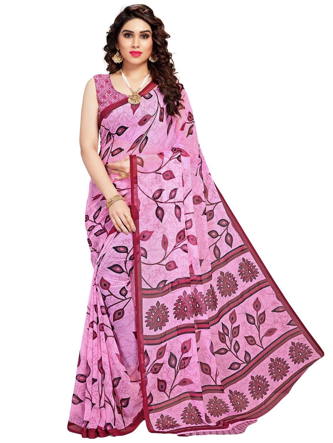 women's floral mauve colored saree with blouse - 20306612 -  Zoom Image - 0