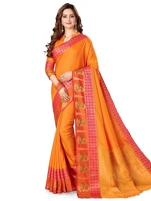 women's self design orange colored saree with blouse - 20306754 - Standard Image - 0
