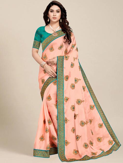 women's embroidered saree with blouse - 20306998 - Standard Image - 0