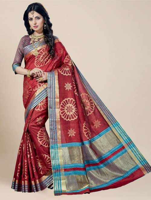 women's self design maroon colored saree with blouse - 20307005 - Standard Image - 0