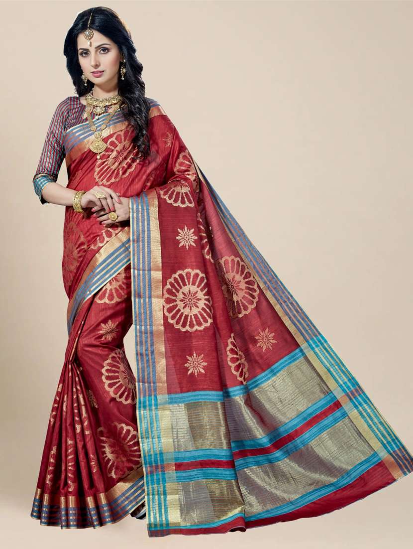 women's self design maroon colored saree with blouse - 20307005 - Zoom Image - 0