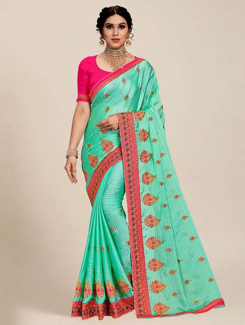 women's embroidered saree with blouse - 20307247 - Standard Image - 0