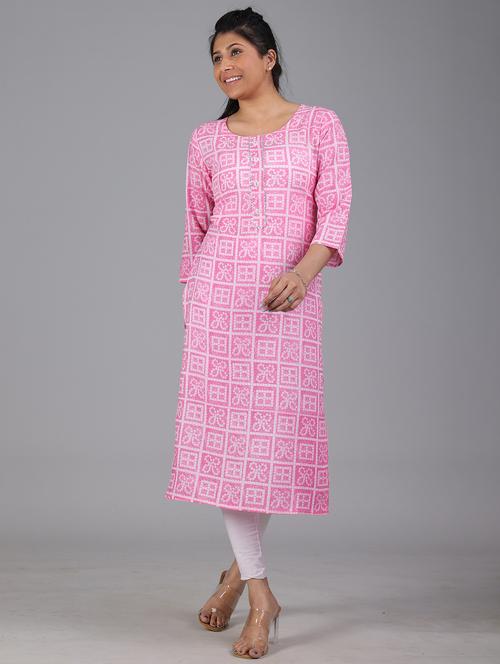 pink colored straight kurta - 20307327 -  Standard Image - 0