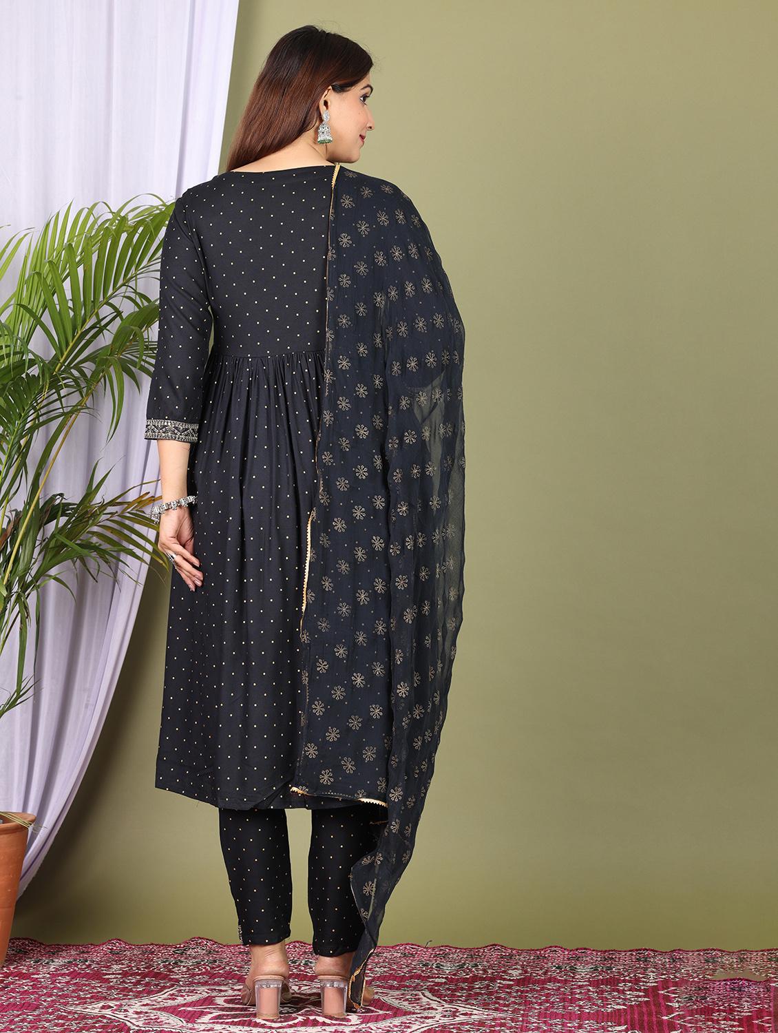 black colored kurta pant set - 20307453 - Standard Image - 3