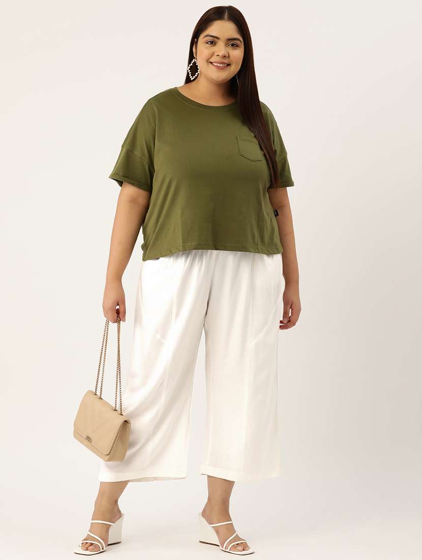 women solid flat front wide leg trouser - 20307521 -  Standard Image - 3