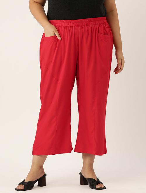 red rayon trousers - 20307524 -  Standard Image - 0