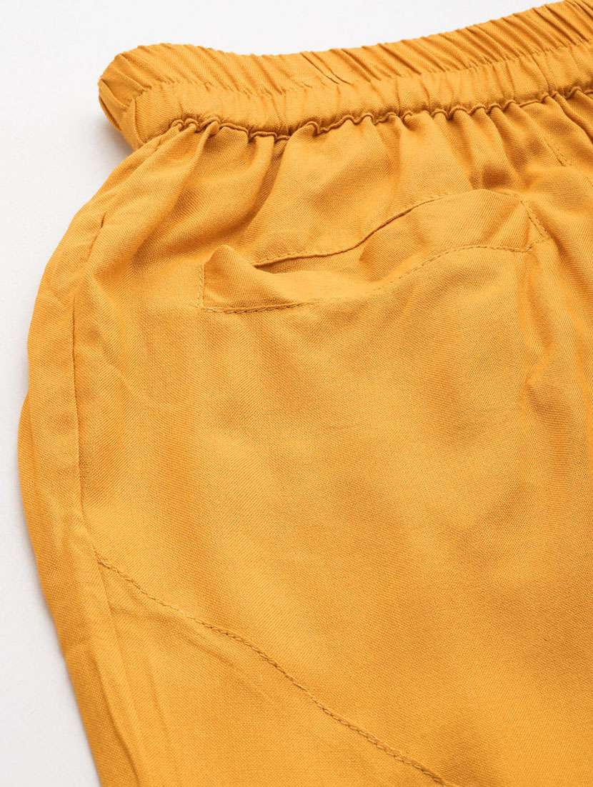 mustard rayon plus trouser - 20307526 -  Standard Image - 5