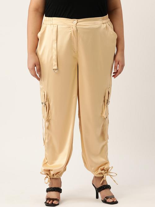 beige satin plus trouser - 20307544 - Standard Image - 0