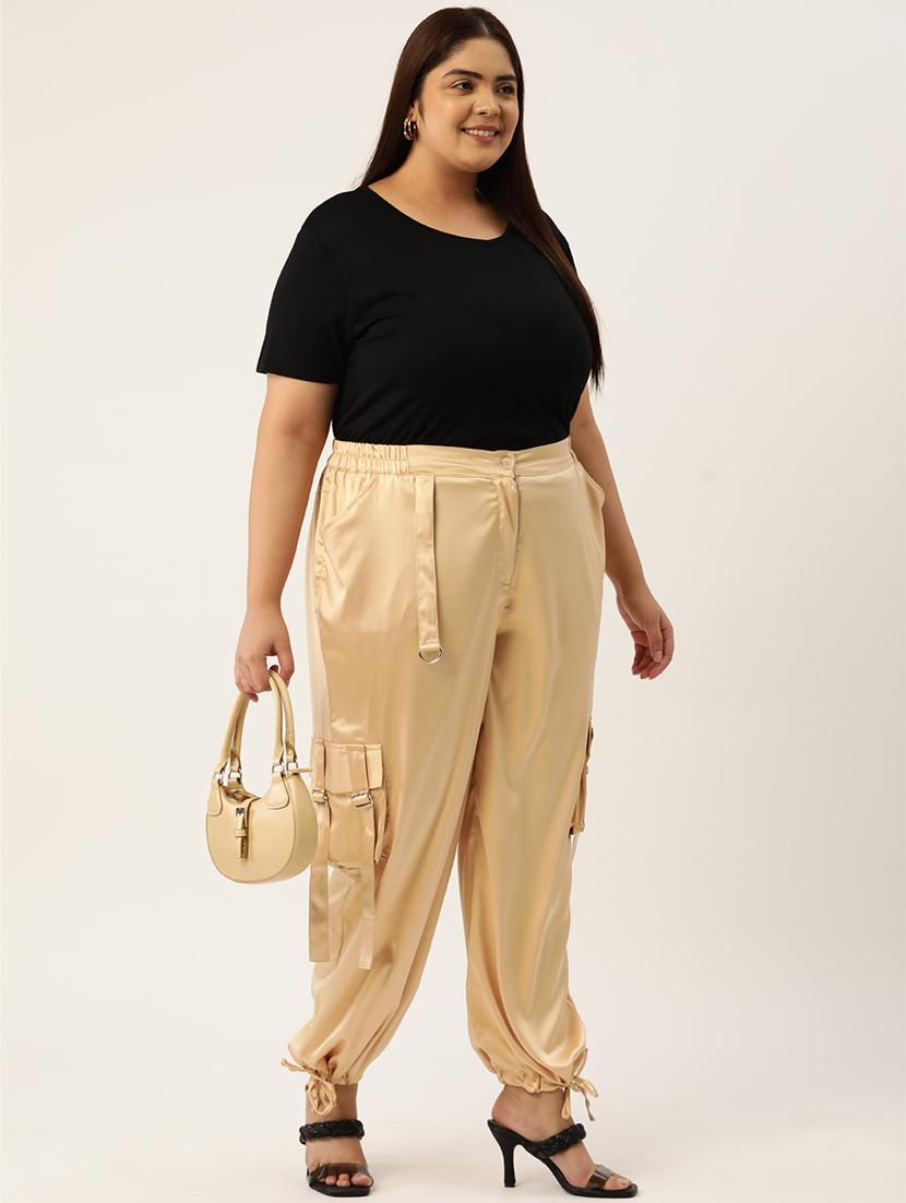 beige satin plus trouser - 20307544 - Standard Image - 3