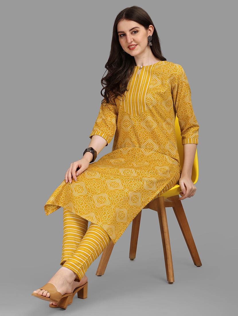 yellow colored kurta pant set - 20308092 - Standard Image - 3