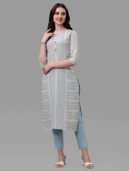 light blue colored kurta pant set - 20308099 -  Standard Image - 0
