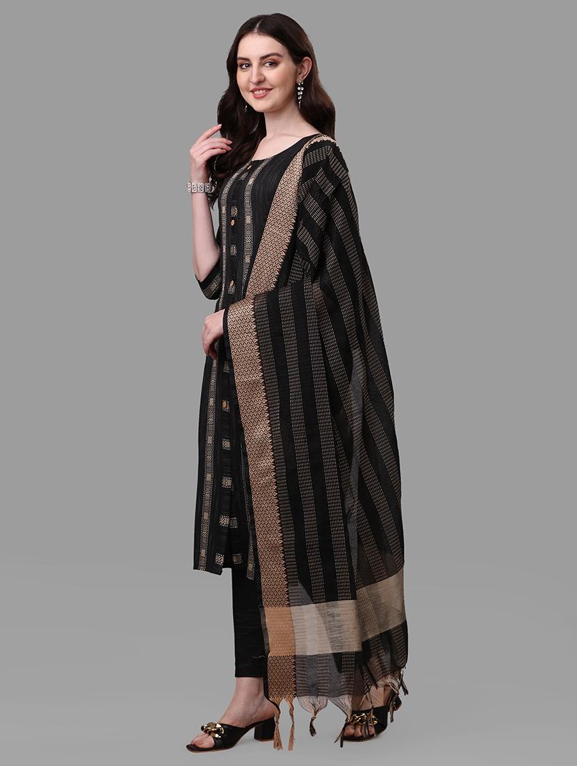 black colored kurta pant set - 20308106 -  Zoom Image - 0