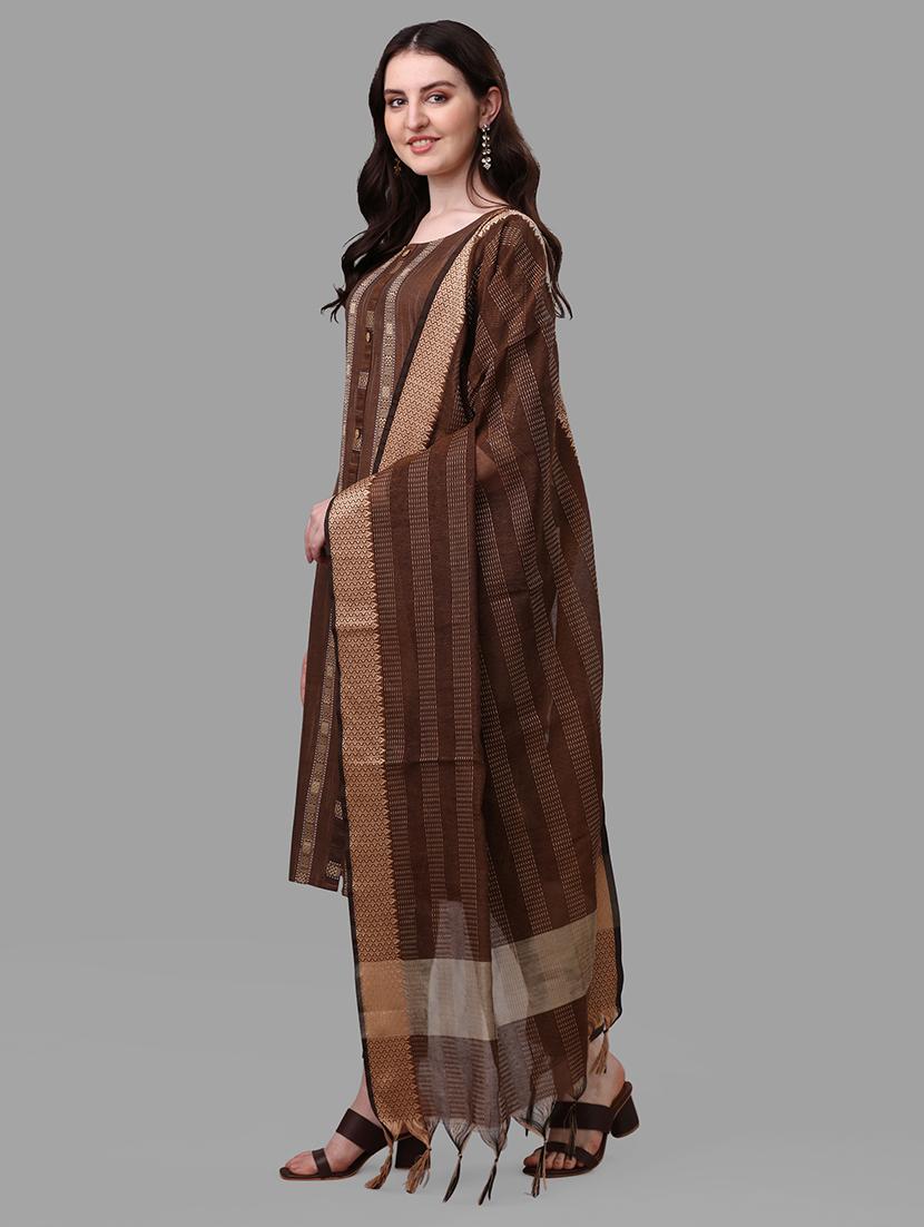 brown colored kurta pant set - 20308108 - Zoom Image - 0