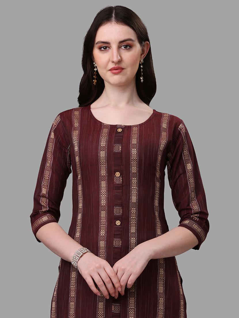 maroon colored kurta pant set - 20308109 - Standard Image - 3