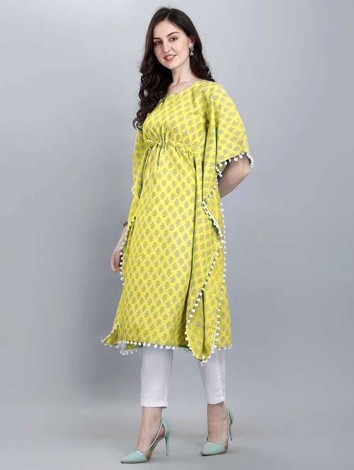 yellow colored kaftan set - 20308113 -  Standard Image - 0