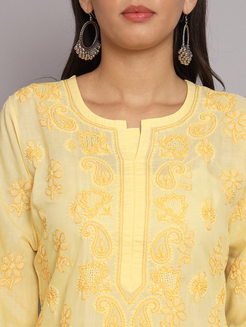 yellow colored straight kurta - 20308630 - Standard Image - 5