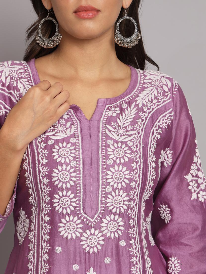 purple colored straight kurta - 20309131 - Standard Image - 5