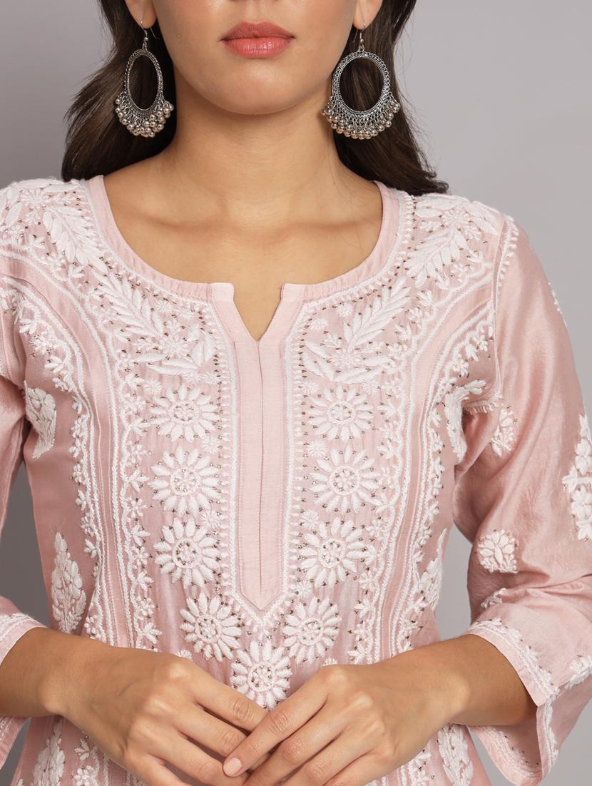 peach colored straight kurta - 20309132 - Standard Image - 5