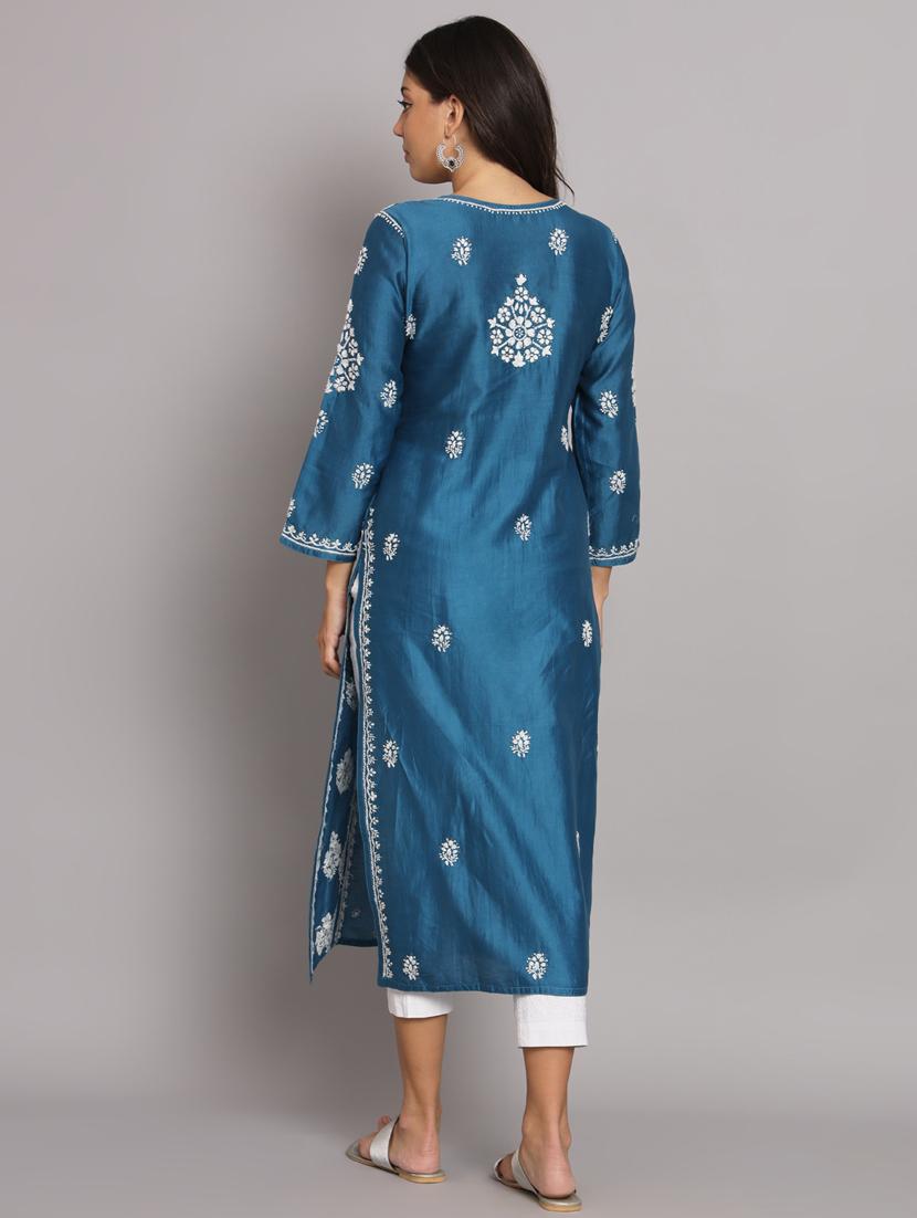 blue colored straight kurta - 20309134 - Standard Image - 3