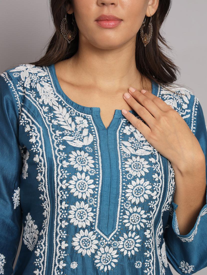 blue colored straight kurta - 20309134 - Standard Image - 5