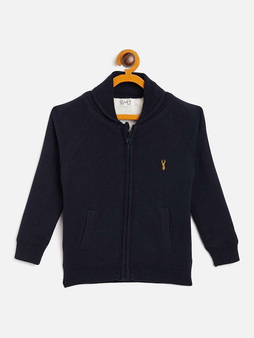 boys navy blue solid regular jackets 