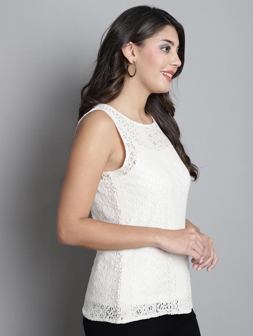 women's straight round neck top - 20309363 - Standard Image - 3