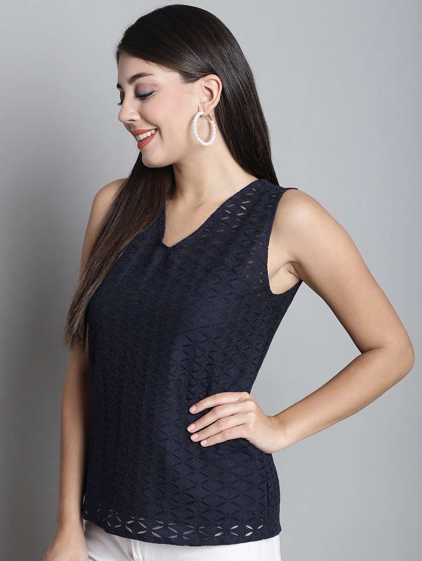 women's straight v neck top - 20309366 -  Standard Image - 3