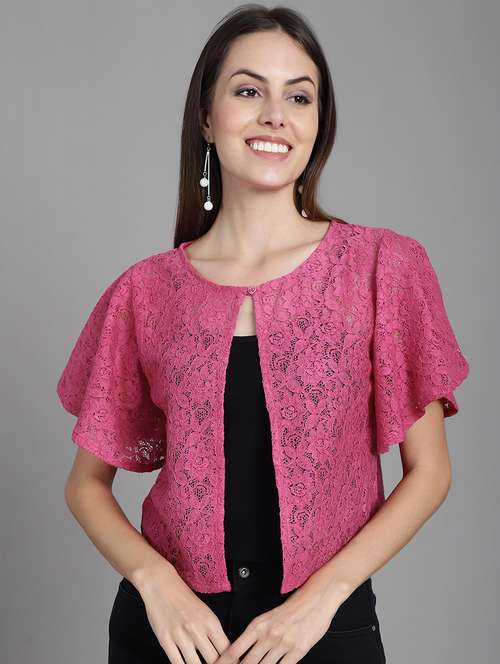women pink lace shrug - 20309378 -  Standard Image - 0