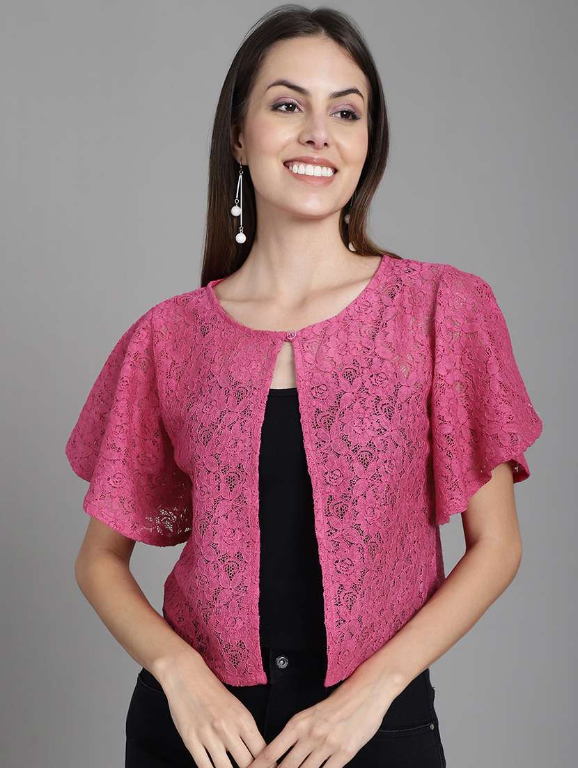 women pink lace shrug - 20309378 -  Zoom Image - 0