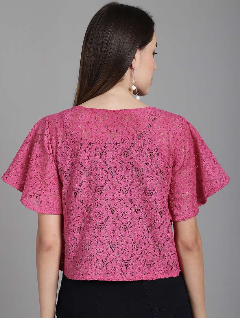 women pink lace shrug - 20309378 -  Standard Image - 3