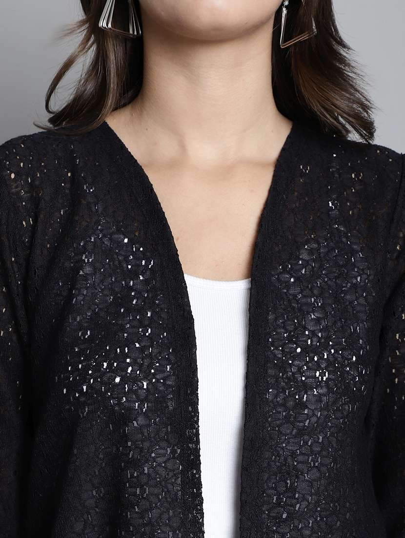 black cotton blend short shrug - 20309386 -  Standard Image - 5