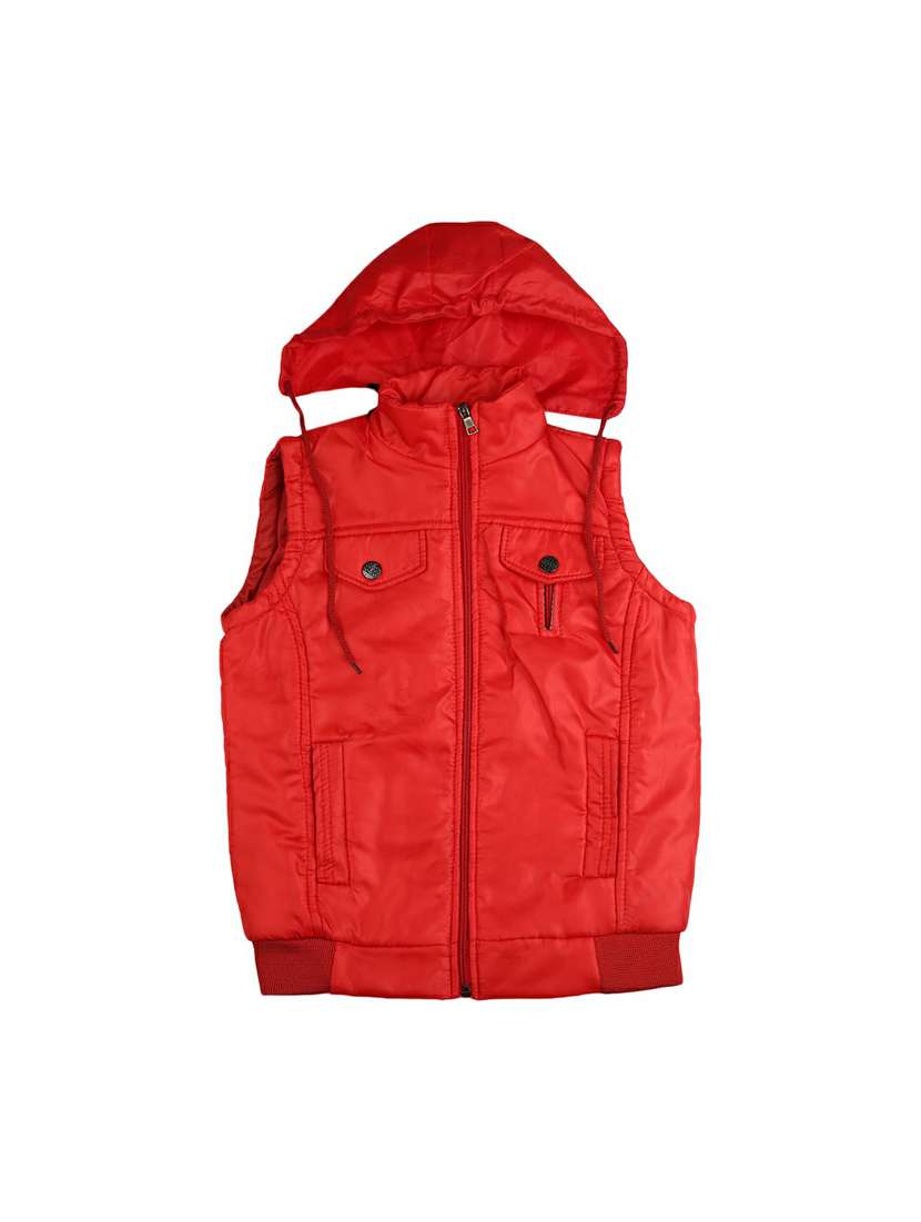 red cotton quilted jacket