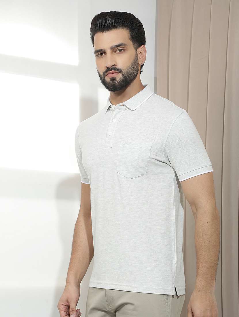 white solid polo neck t-shirt