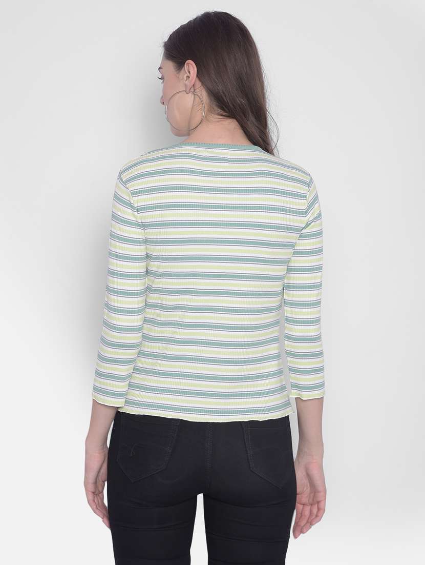 women's striped round neck t-shirt - 20311102 -  Standard Image - 3