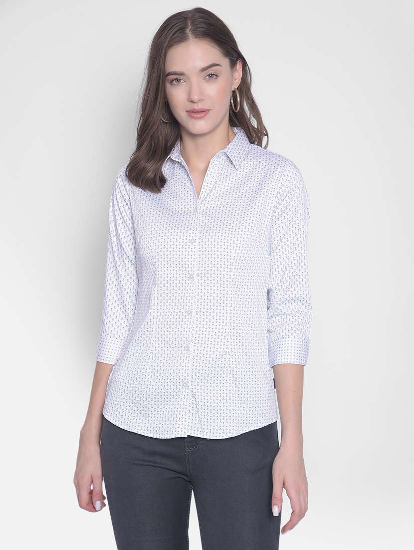 women white cotton blend regular shirt - 20311105 - Zoom Image - 0