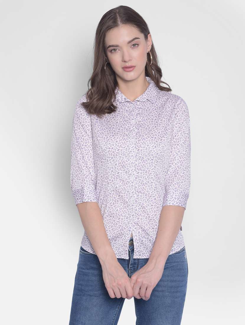 lavender floral print regular fit shirt