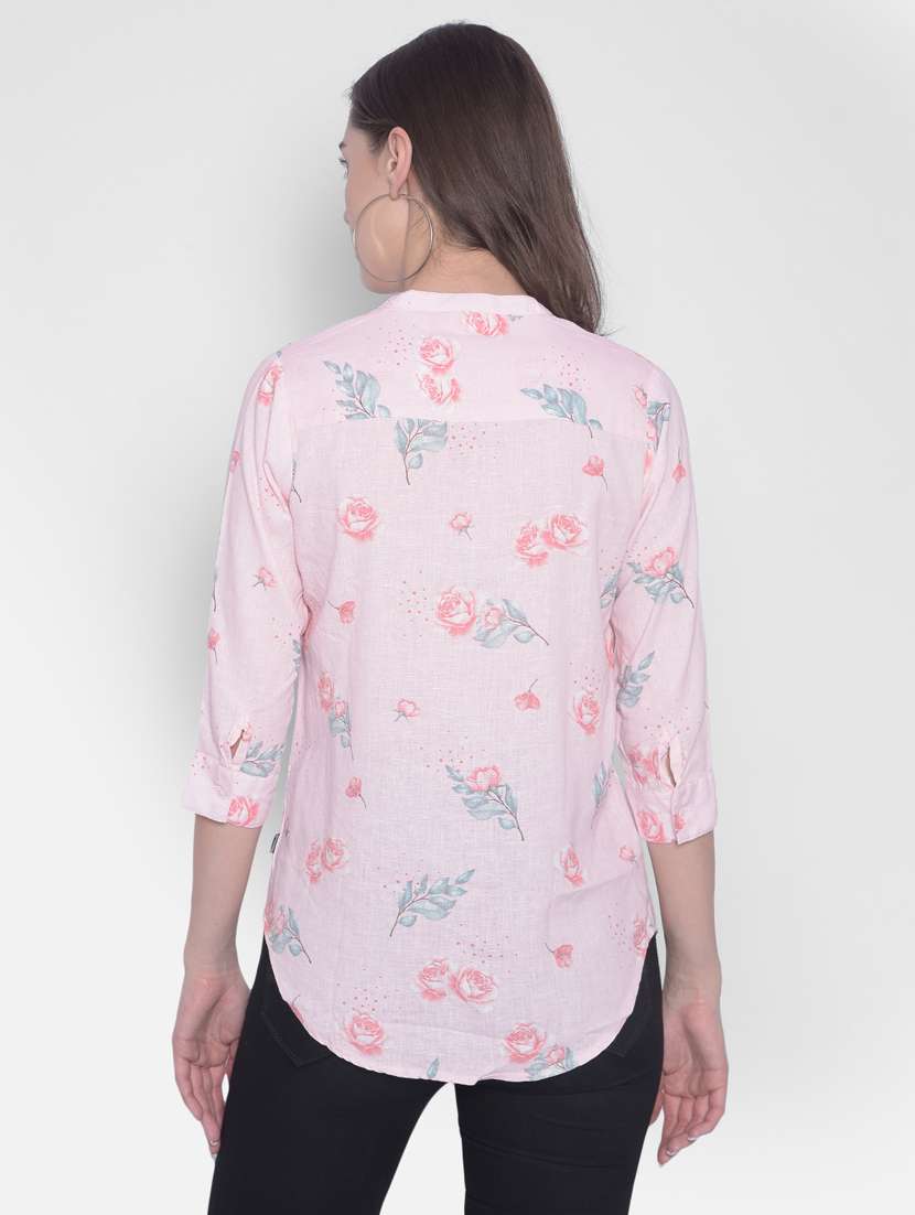 pink floral print mandarin neck shirt - 20311115 -  Standard Image - 3