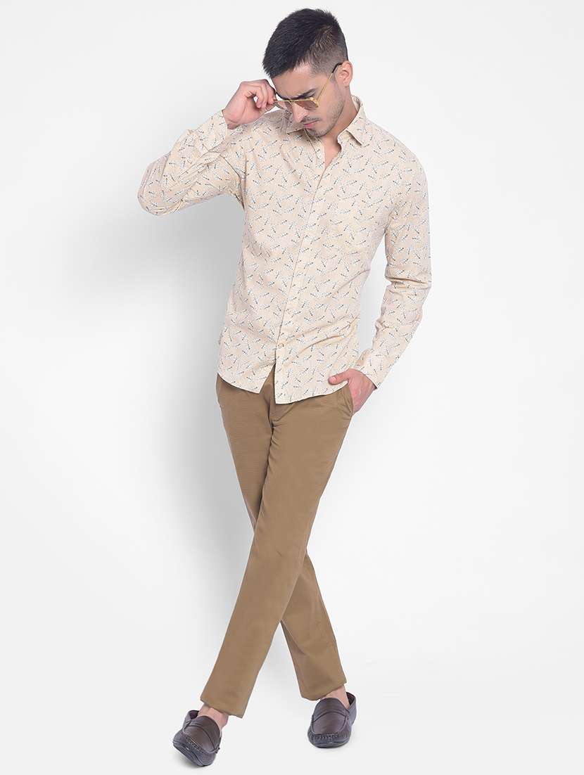 beige cotton blend casual shirt - 20311150 -  Standard Image - 3