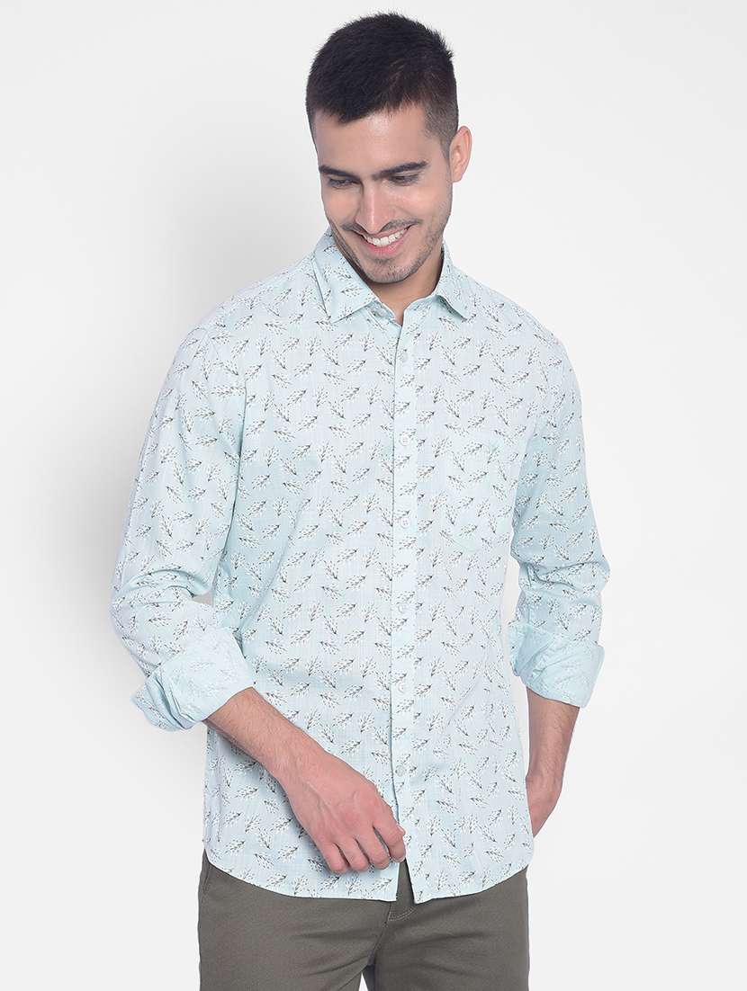 mens leaf print casual shirt