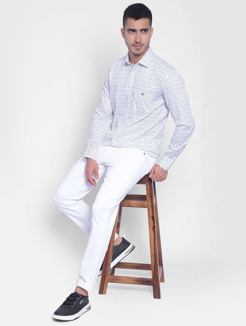 men white micro print cotton blend casual shirt - 20311153 -  Standard Image - 3