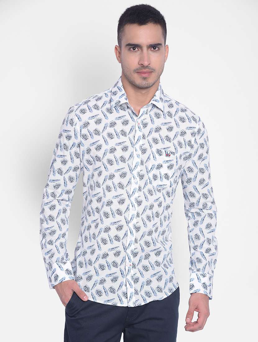 mens leaf print casual shirt