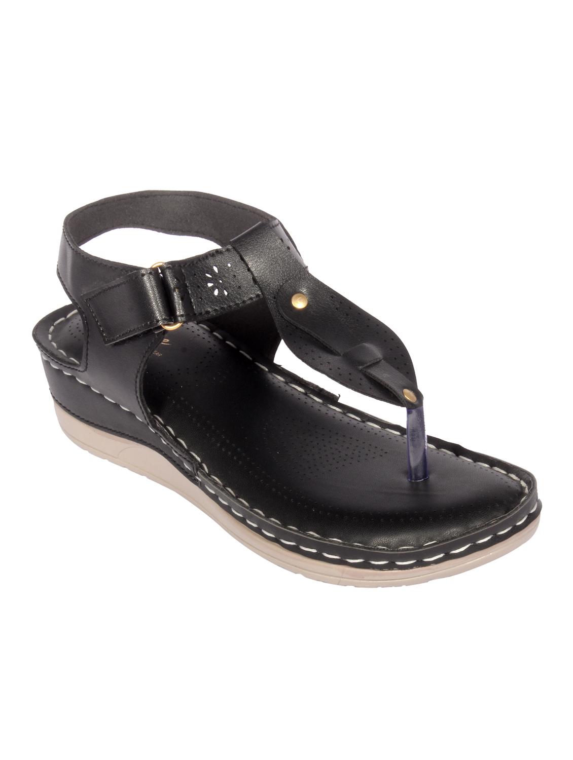 black synthetic tstrap sandals - 20311236 -  Zoom Image - 0