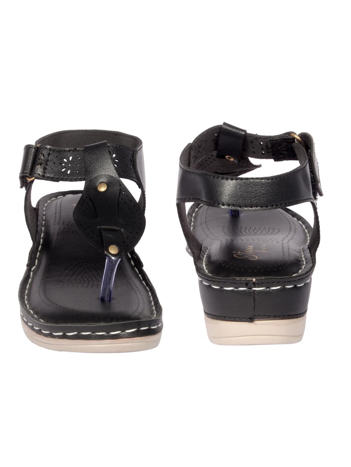 black synthetic tstrap sandals - 20311236 - Standard Image - 3