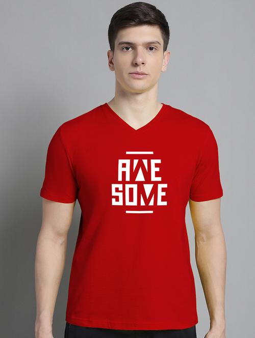 men v-neck chest print typographic t-shirt - 20312156 - Standard Image - 0