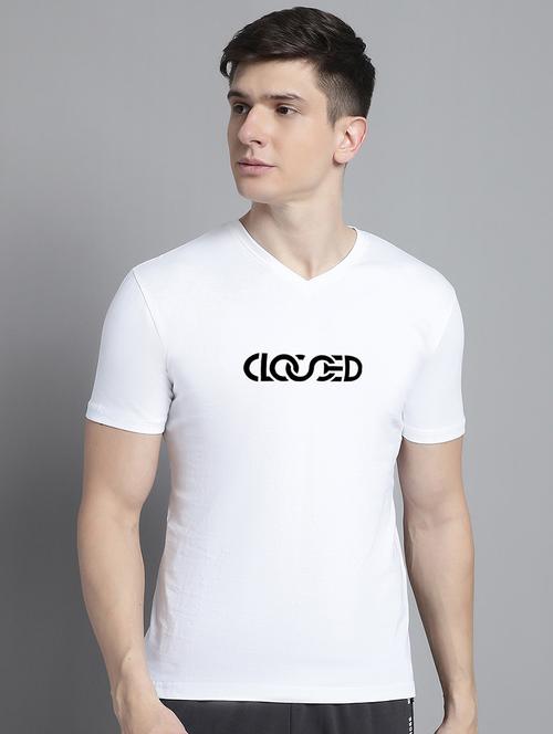 men white cotton chest print t-shirt - 20312164 -  Standard Image - 0