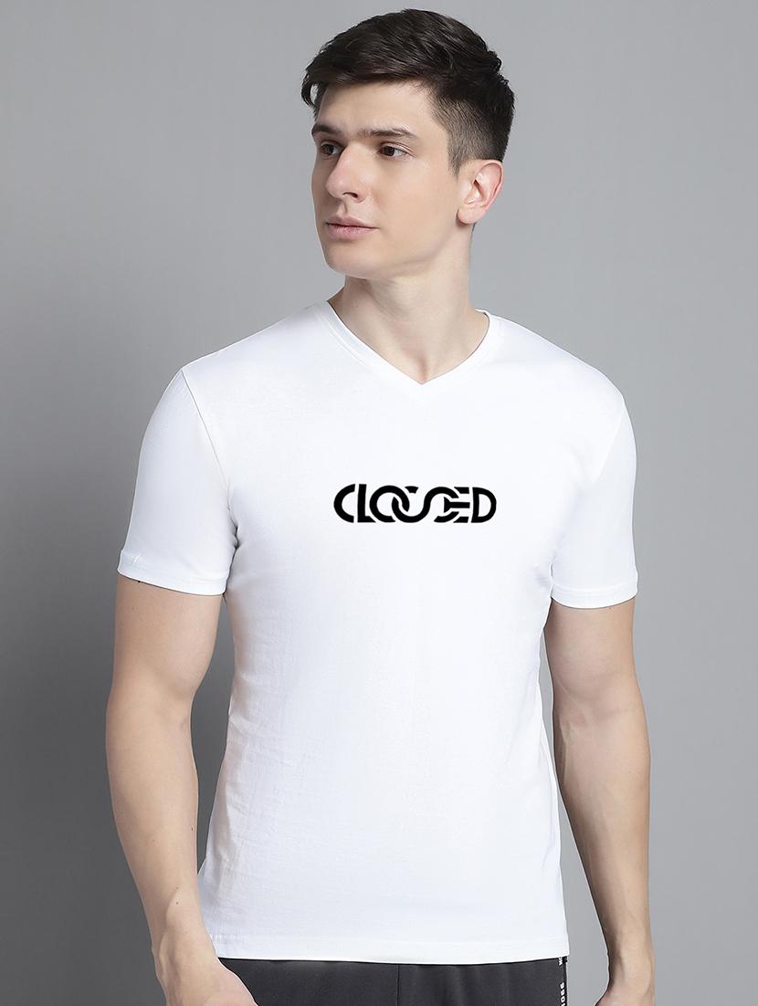men white cotton chest print t-shirt - 20312164 -  Zoom Image - 0